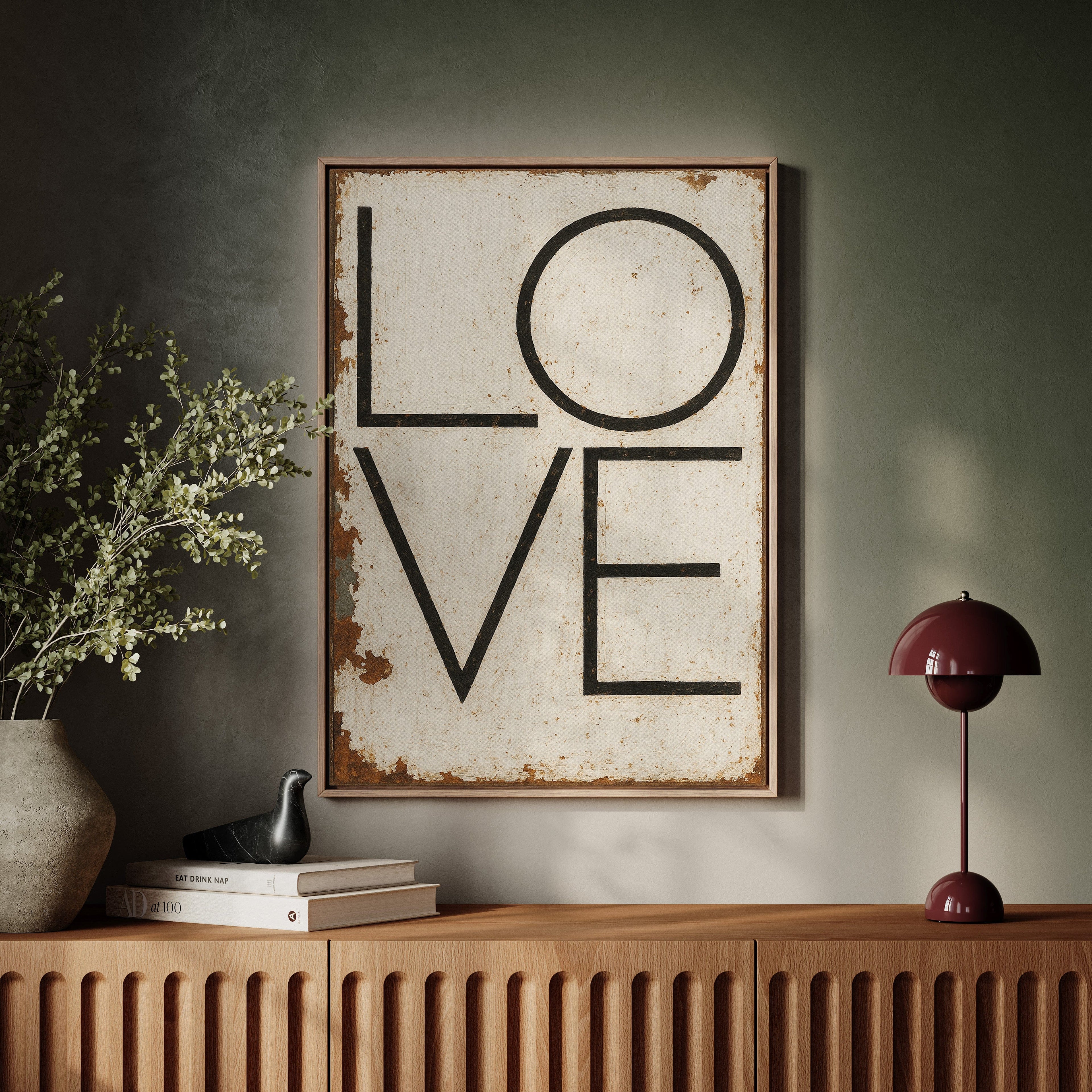 Vintage Modern LOVE Typography Canvas Print