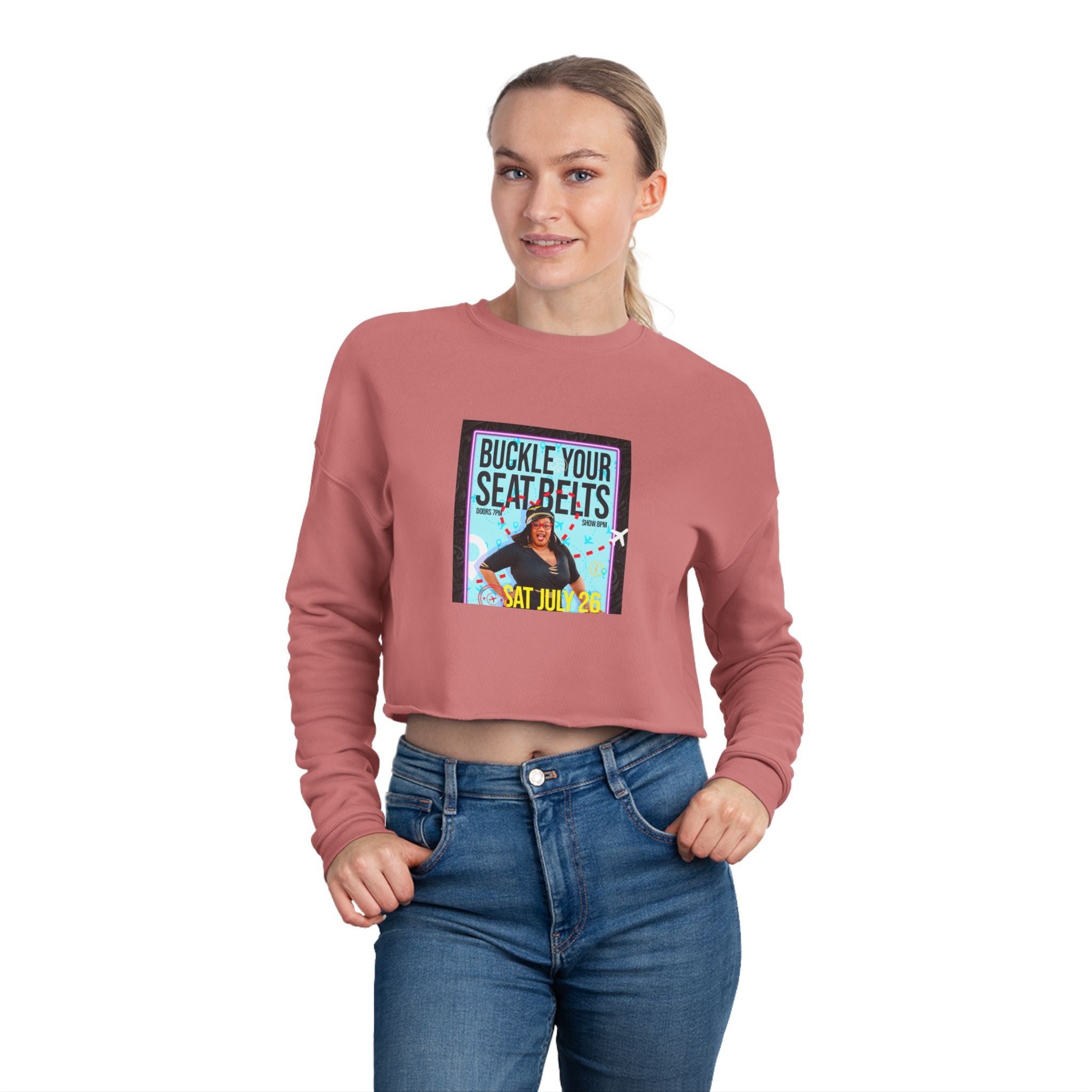 Cropped Sweatshirt — Vintage 'Buckle Your Seatbelts' Graphic & 'Coffee for My Soul' Cozy Tee